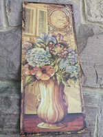 Hangulatos Virágcsendélet fémez falikép  50x20 cm