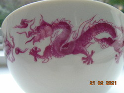 Kézzel festett Golden China Made in Taiwan bíbor sárkány rizses tál