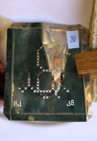 Antik fém, BL vagy LB monogram sablon, hímzéshez, kelengyéhez, gyűjteménybe Nr.18.