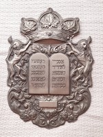 Tízparancsolat-Mózes kőtáblái fém lemezen 40 cm