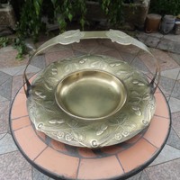 Szecesszió kínáló, pillangó, szamóca, Asztalközép kínáló,jezett:Szandrik mesterjel párja is eladó