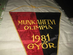 Socialist memory: workplace Olympics 1981 Győr - Pécs silk flag 36 x 50 cm