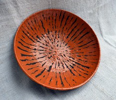 Applied arts craft retro design ceramic bowl wall ornament plate 32.5 x 8.5 cm