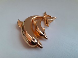 Nice condition gilt dolphin pair brooch pin