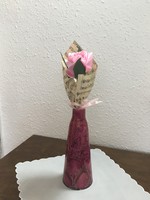 Hollóházi pink színű váza
