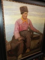 József Mányai (1875?): Painting of a Boatman, oil on canvas, 56/45 cm
