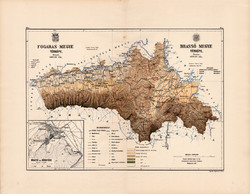 Brassó és Fogaras megye térkép 1887 (5), vármegye, atlasz, eredeti, Kogutowicz, Rozsnyó, 44 x 57 cm