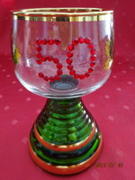 Green stemmed wine glass for 50th birthday. He has a musician!