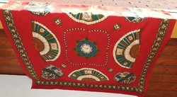Italian scarf - red with a fan pattern