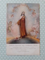 Régi képeslap 1925 vallási angyalos levelezőlap Szent Teréz