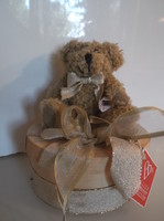 Chocolate box - wood - with plush teddy bear - with label - 12 x 9.5 cm + teddy bear 10 x 8.5 cm - flawless