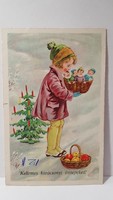 Régi képeslap "Kellemes karácsonyi ünnepeket" üdvözlőlap, levelezőlap
