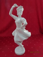 Hollóházi porcelán figura, fehér színű Csárdáskirálynő, magassága 30 cm. Vanneki!