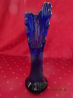 Cobalt blue glass vase, special shape, height 32 cm. He has! Jókai.