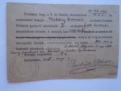 G21.360 Tábori Postai Levelezőlap  1918 - nyomtatvány Mekkey Dalma Erzsébet (Sissy) Nőiskola 1925