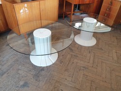 Retro régi kerek mid century üveg asztal 90 cm üveglapos asztal üvegasztal kerti asztal