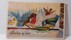 Régi képeslap "Boldog Új évet" üdvözlőlap, levelezőlap 1931