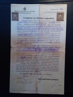 1928. Február 29. Budapest Nyugtató és törlési engedély 2db 1926-os 80f-es Illetékbélyeggel