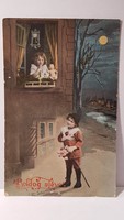 Régi képeslap "Boldog Újévet" üdvözlőlap, levelezőlap 1935