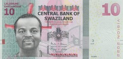 Szváziföld 10 emalangeni, 2015, UNC bankjegy