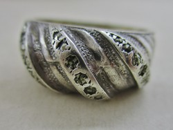 Régi szép magyar kézműves  ezüst gyűrű markazitokkal
