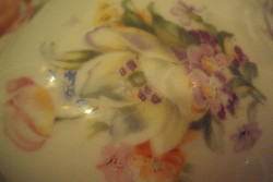 Nagyon szép orchidea mintás, szecessziós porcelán cukortartó.