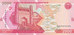 Üzbegisztán 2000 szom, 2021, UNC bankjegy