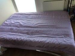 Levendula színű, halványlila selyem, bélelt ágytakaró 180 x 215 cm