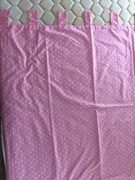 Vintage, rózsaszínű, fehér mini szívecskékkel, bélelt, készre varrt függöny 1 db 130 x 135 cm