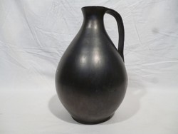 5140 Régi díszes fekete cserép füles korsó váza