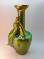 Zsolnay eozin mázas nőalakos váza