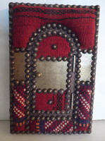 TÜKÖR - ALKUKÉPES - 30 x 20 x 4 cm  - AJTÓ MÖGÖTT TÜKÖR - FA- RÉZ - RÉGI  - HIBÁTLAN
