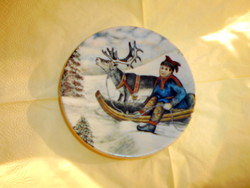 Régi finn ARABIA kis porcelán fali tányér rénszarvassal