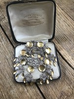 Régi norvég ezüst bross aranyozott díszekkel