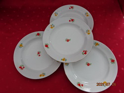 Zsolnay porcelán, piros és sárga virágos lapostányér, átmérője 24 cm. Vanneki!