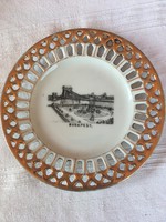 BUDAPEST- a Lánchíddal áttört tányérka-kb.1930-as évekből...