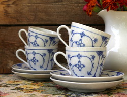 Szalmavirág dekoros, máz alatti festésű porcelán csésze szettek, Kalk Porzellan Thüringia