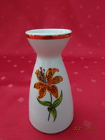 Hollóházi porcelán váza, sárga virággal, magassága 10,5 cm. Vanneki!