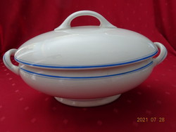 Gránit magyar porcelán, kék csíkos, antik  leveses tál, hossza 35 cm. Vannneki