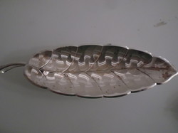 TÁL - AJÁNLATOT VÁROK - EZÜSTÖZÖTT - LEVÉL ALAKÚ - 23 x 8 x 2 cm - NÉMET - HIBÁTLAN