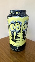 Applied art vase with owl motif art deco