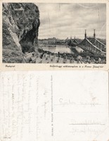 Budapest Gellérthegyi sziklatemplom és Ferenc József híd kb1950 RK Magyar Hungary