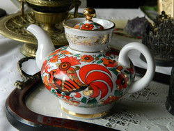 Lomonosov porcelán kávés kancsó, kiöntő, kakasos