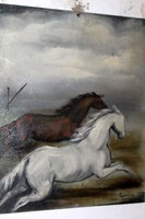 Szignált lovas festmény 146