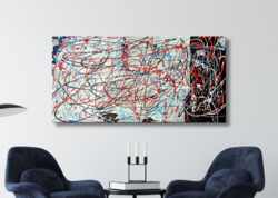 Vörös Edit: Jackson Pollock Style Abstract N21005 120x60cm