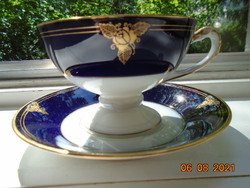 Empire Hand Painted Cobalt Gold Rose Tea Set with Embossed Snake Head and Bay Leaf Pattern