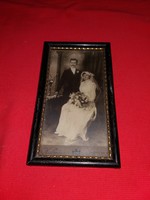 Antik Esküvői kép rámás keretben üveg alatt képek szerinti állapotban 23 X 13 cm KALMÁR Bp.