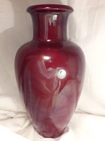 Ritka NAGY méretű Zsolnay bordó fekete labrador ökörvér mázas eozin porcelán váza 33 cm