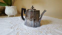Antik,ezüstözött teáskanna,körben vésett mintákkal
