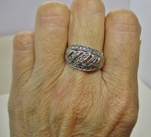 Szépséges magyar ezüst gyűrű markazit kövekkel